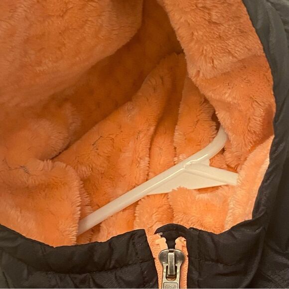 Columbia black orange Sherpa fleece Full Zip Hooded Jacket Overlay M  10-12 - Picture 12 of 12